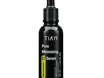 Pore minimizing serum skincare product in bottle