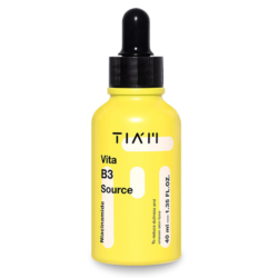 Bright yellow vitamin B3 serum bottle with dropper