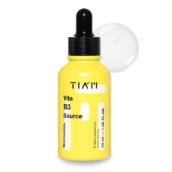 Bright yellow vitamin B3 serum bottle with dropper